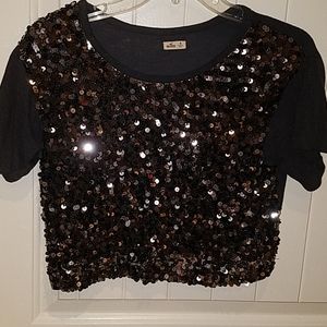 Hollister cropped sequin t-shirt